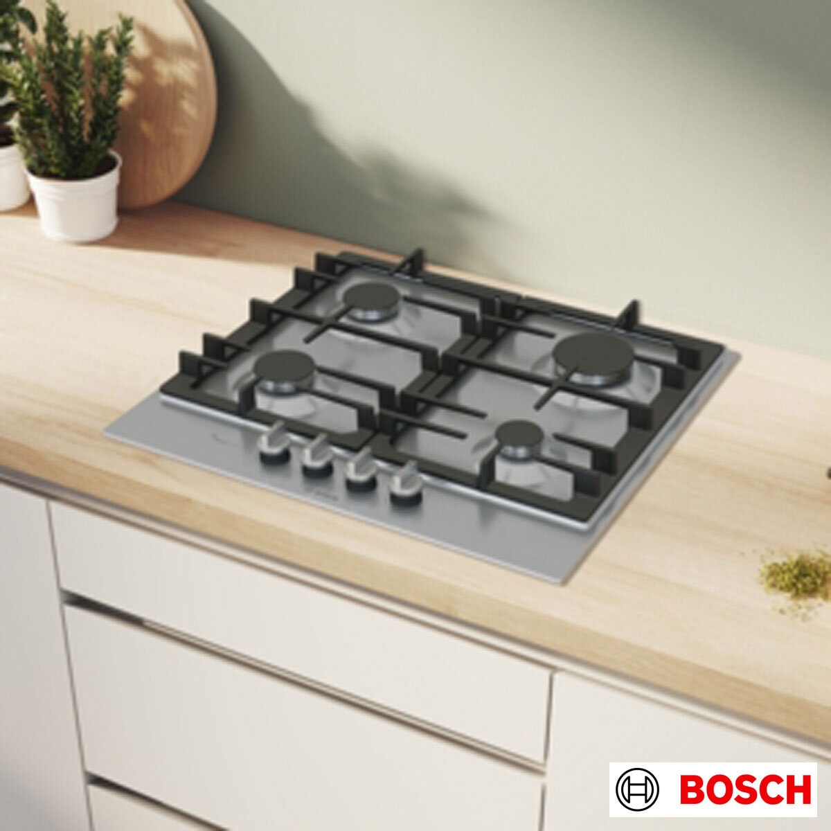 Bosch Series 6, PCP6A5I90, Enamel Gas Hob in Black