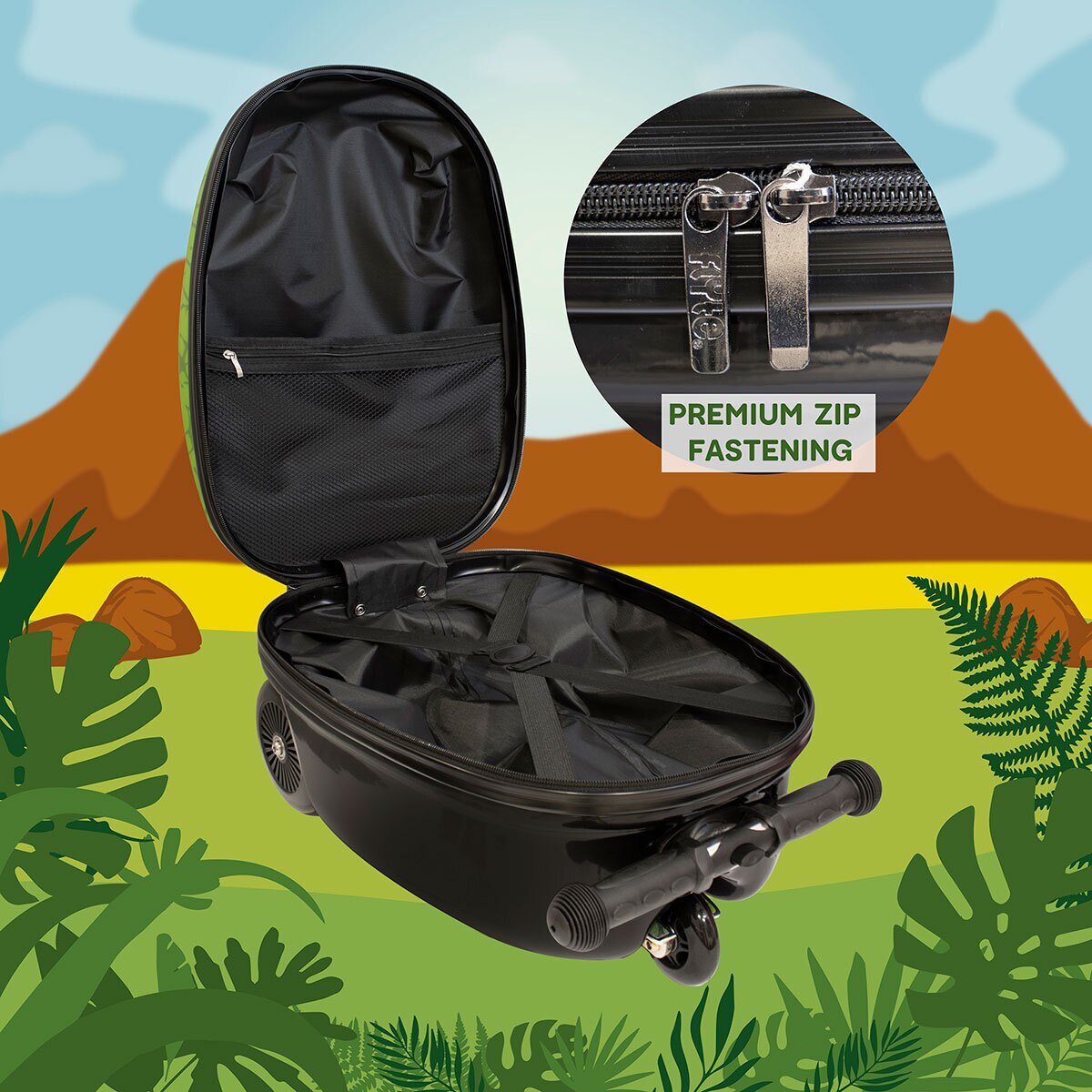 Zinc Flyte Midi 18" Scooter Suitcase, Darwin the Dinosaur