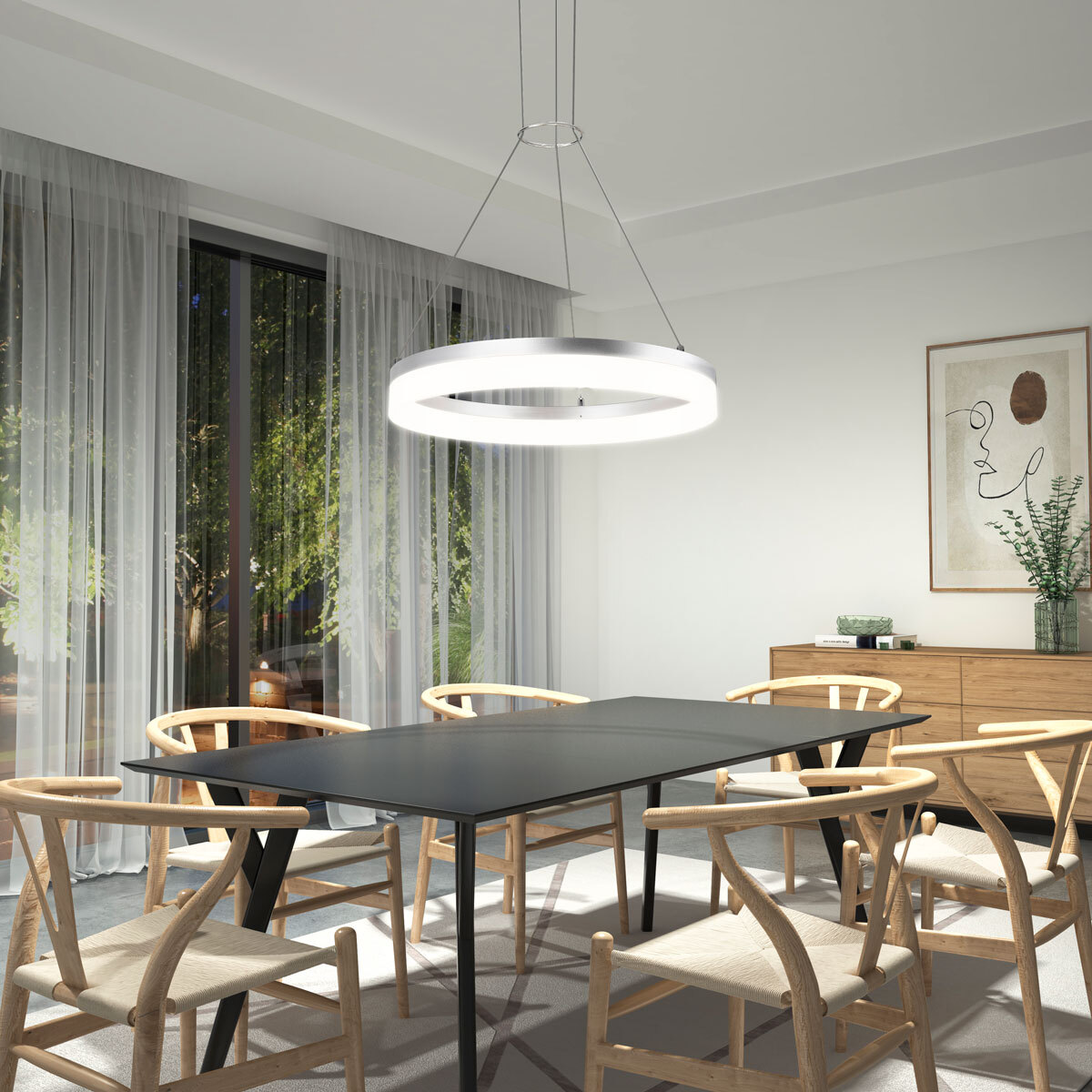 Lifestyle image of optical light in dining room