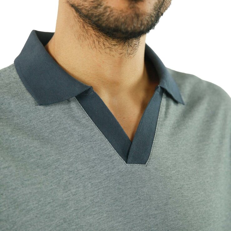 Jachs Mens Lightweight Knit Oxford Polo Shirt in Charcoal