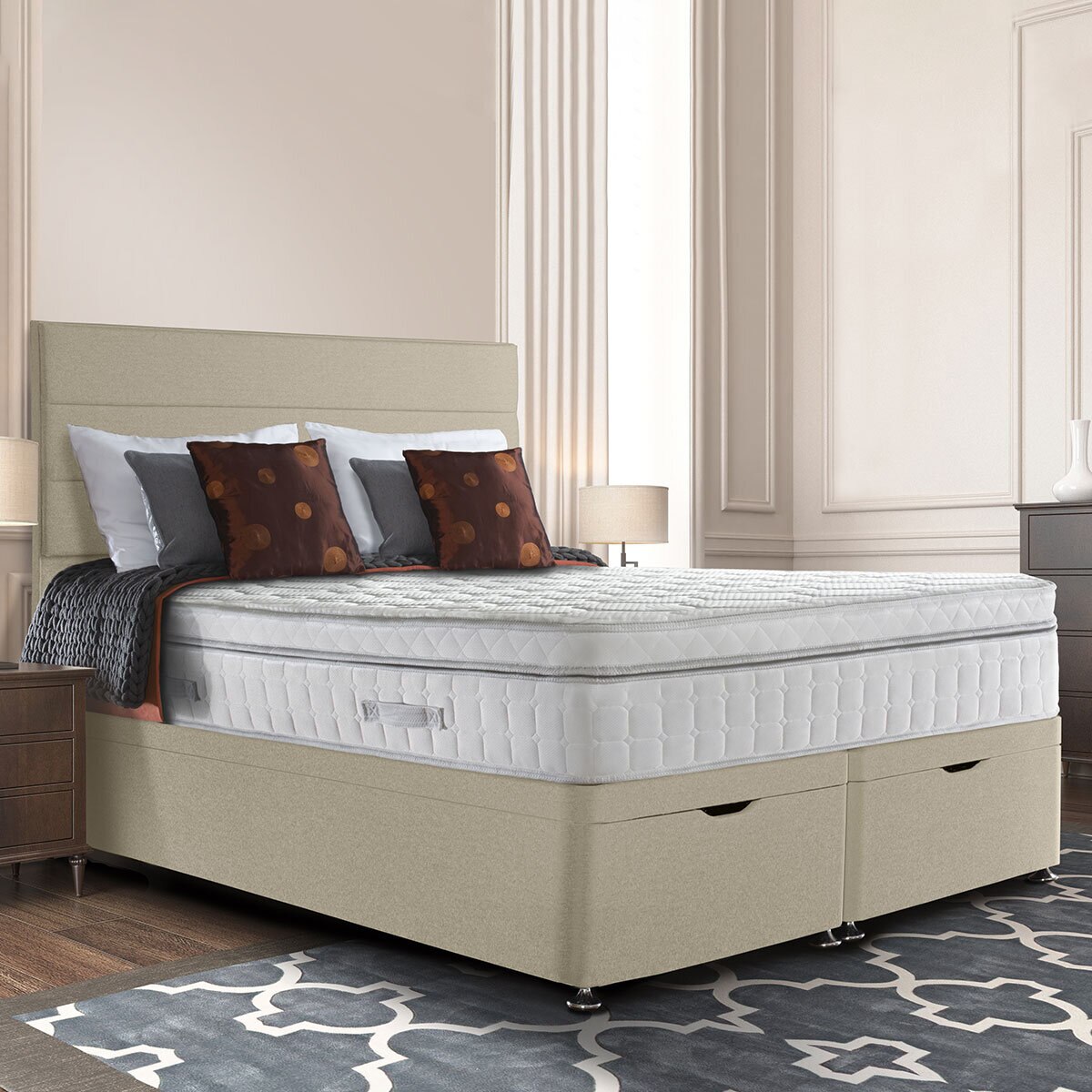 Sealy Prestige 1400 Pocket Latex Mattress & Ottoman Divan in Fawn,...