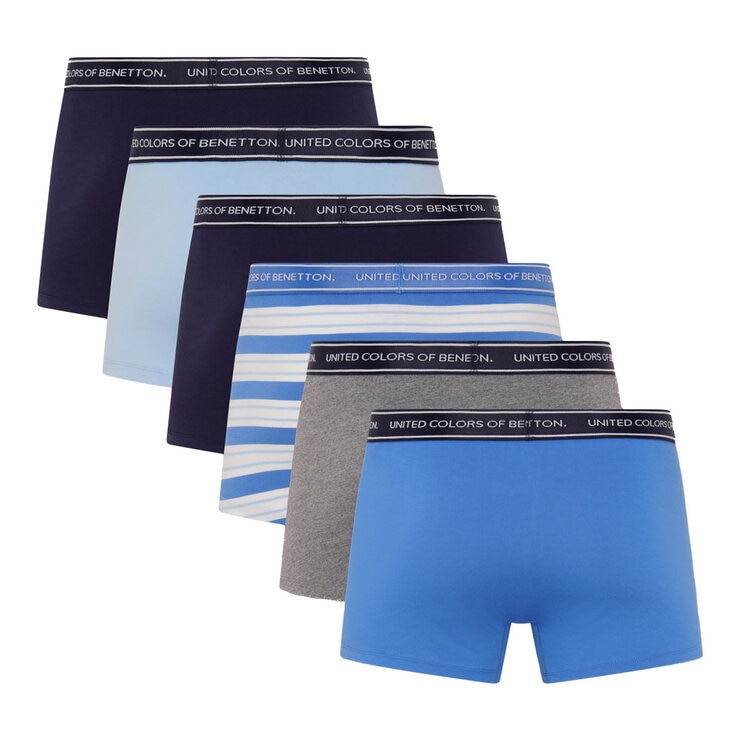 United Colors of Benetton Men's Boxer 6 Pack in Blue