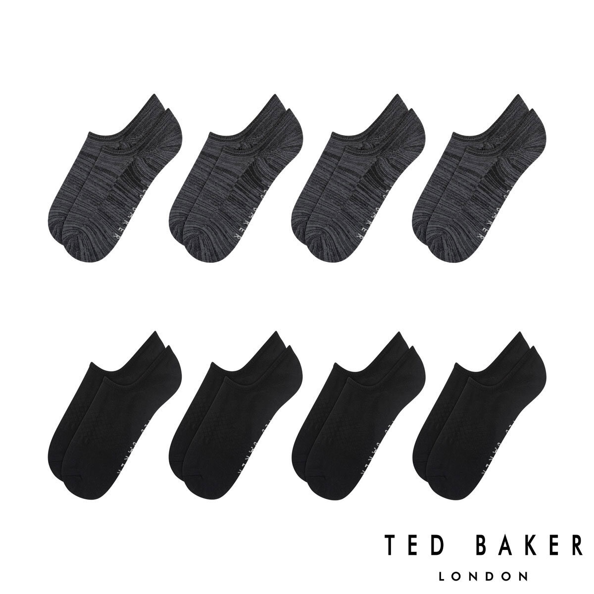 Ted Baker Men's Liner Sock, 8 Pack in Black