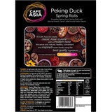 Back of pack of Café Asia duck spring rolls
