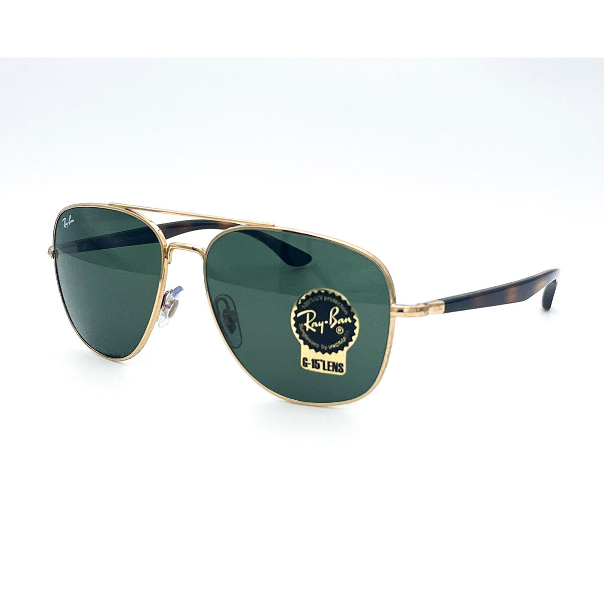 Ray-Ban Gold Sunglasses With Green Lenses, RB3683 001/31 ...