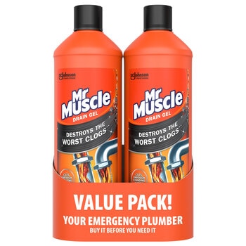 Mr Muscle Kitchen + Bathroom Drain Gel, 2 x 1L