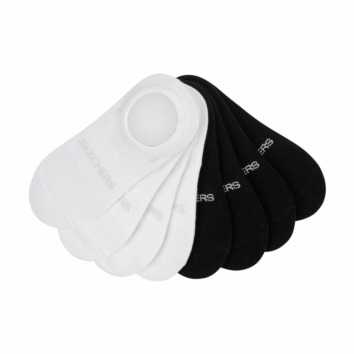 Skechers Ladies No Show Sock 8 Pack in Black/White