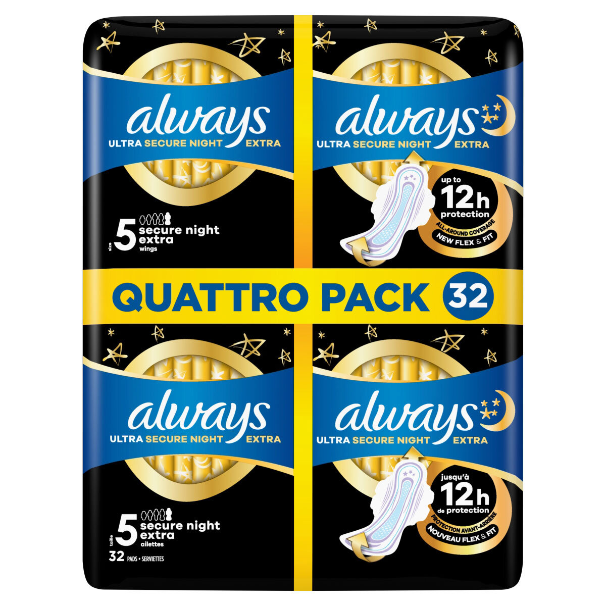 Always Ultra Night Extra Wings, 5 x 32 Pack