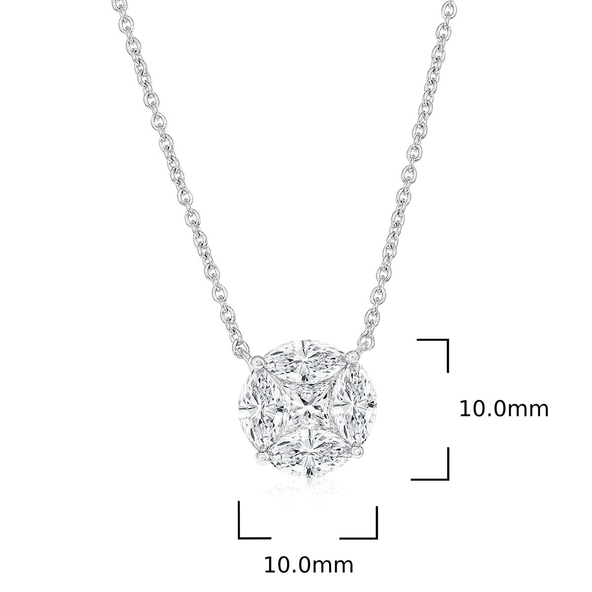 1.00ctw Marquise & Princess Cut Diamond Pendant, 18ct White Gold