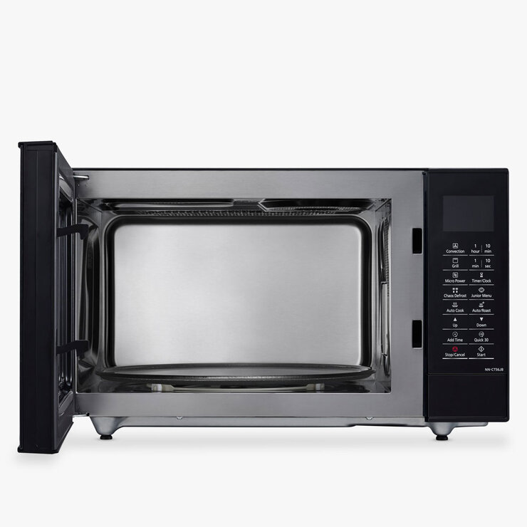 Front profile of Panasonic Microwave with door open