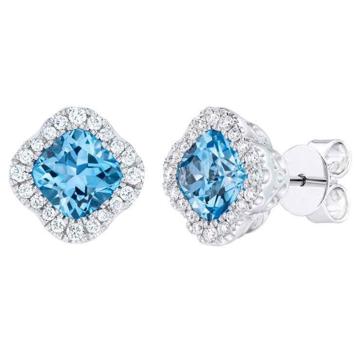 Blue Topaz & 0.27ctw Diamond Earrings, 14ct White Gold Blue Topaz & 0.27ctw Diamond Earrings, 14ct White Gold
