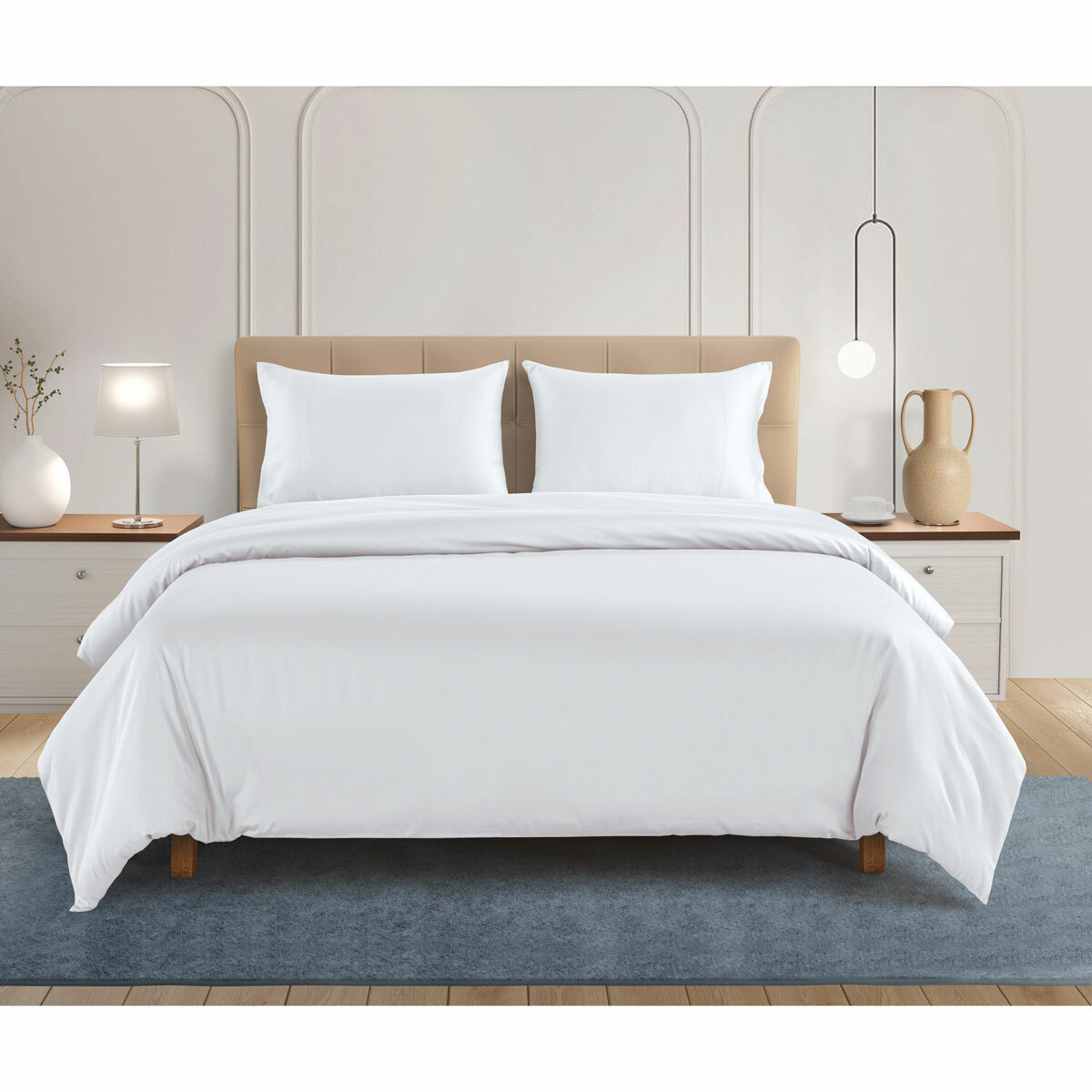 Welhome 500 Thread Count Lyocell Cotton Blend Duvet Set in White, King