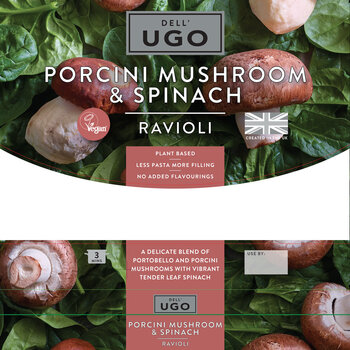 Dell Ugo Porcini Mushroom & Spinach Ravioli, 3 x 250g
