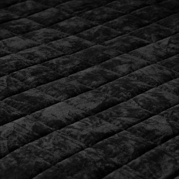 Safdie Crushed Velvet Black Throw , 234 x 244 cm