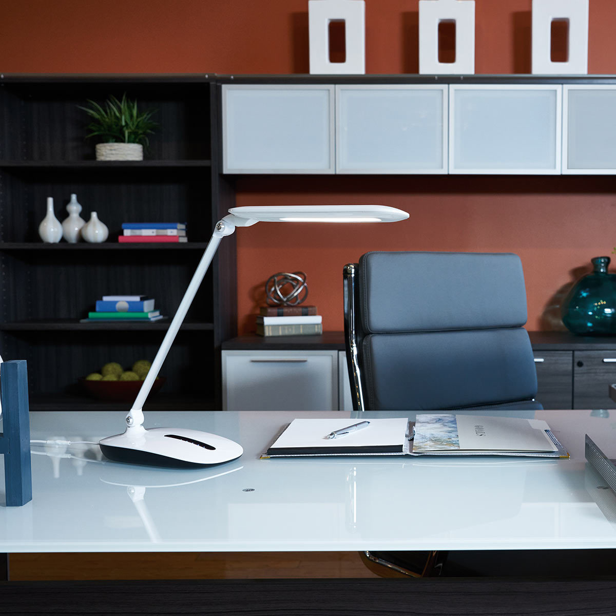 OttLite WorkWell Slide LED Desk Lamp in White