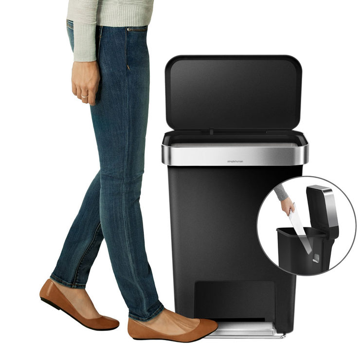 simplehuman 45 Litre Pedal Bin with Liner Pocket in Black Costco UK