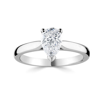 1.00ct Pear Cut Diamond Solitaire Ring, Platinum