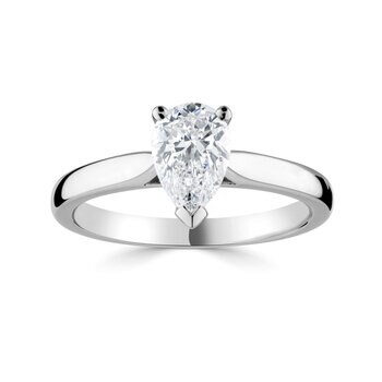 1.00ct Pear Cut Diamond Solitaire Ring, Platinum