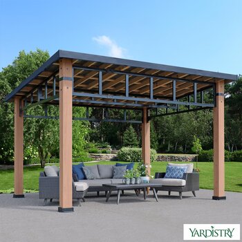 Yardistry 12ft x 14ft (3.7 x 4.3m) Contemporary Gazebo with Aluminium Flat Top Roof