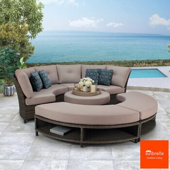 Agio Fresno 5 Piece Modular Woven Deep Seating Patio Set