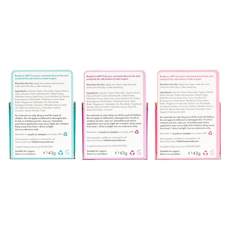 Wild Mixed Fragrance Deodorant Refill Multipack, 3 Pack Wild Mixed Fragrance Deodorant Refill Multipack, 3 Pack