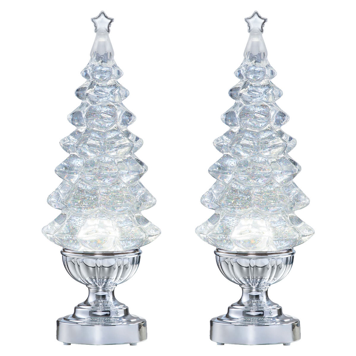 14 Inch (35.6 cm) Lighted Glitter Tree Lamps, 2 pack