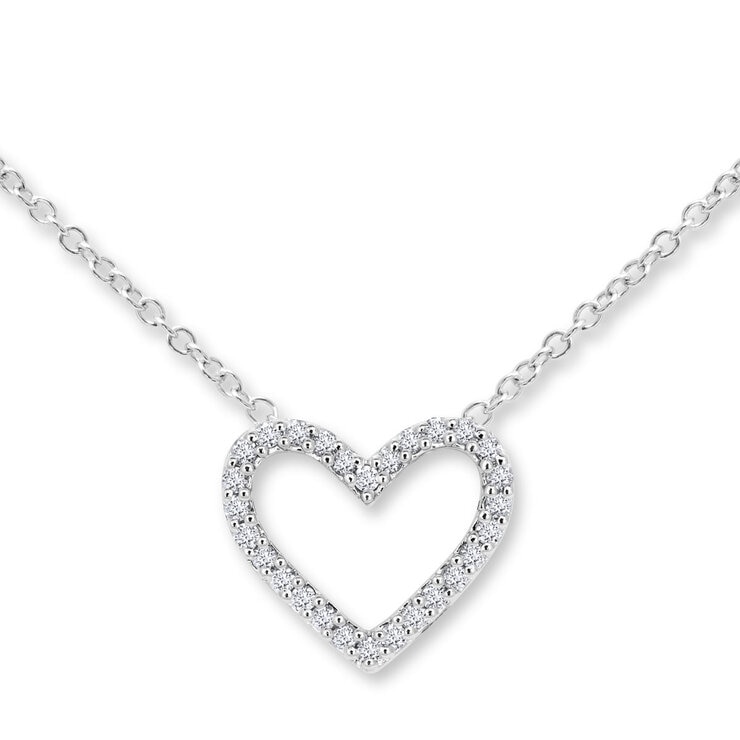 0.25ctw Round Brilliant Cut Heart Pendant, 18ct White Gold 0.25ctw Round Brilliant Cut Heart Pendant, 18ct White Gold