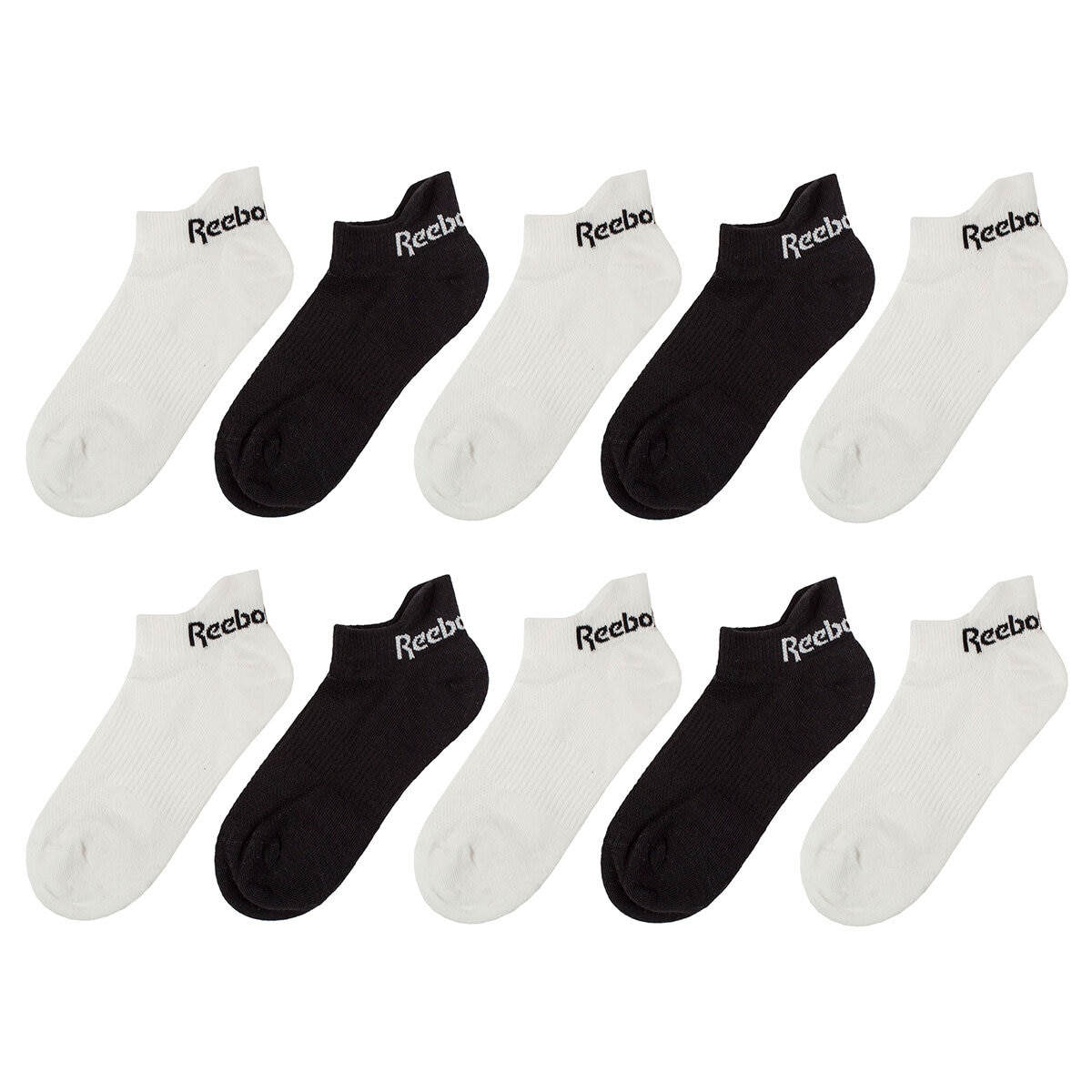 Reebok Ladies Low Cut Sock 10 Pack in Black/White Reebok Ladies Low Cut Sock 10 Pack in Black/White