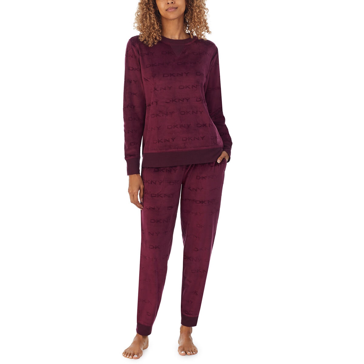 DKNY Ladies Lounge Set in Burgundy Costco UK