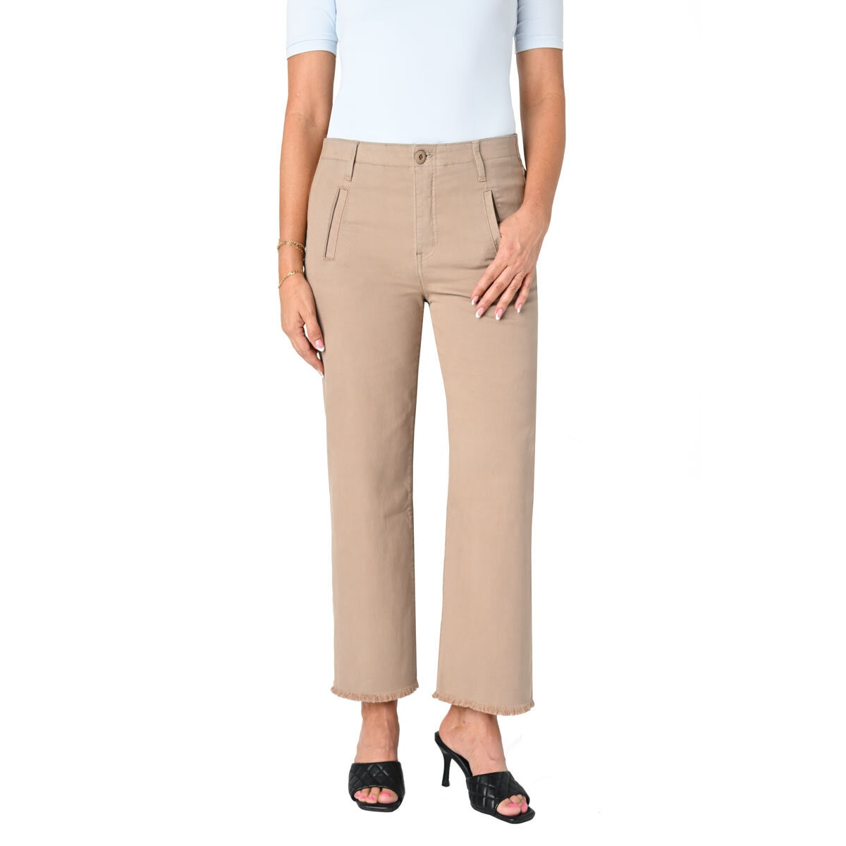 Briggs Ladies Twill Wide Leg Pant in Taupe