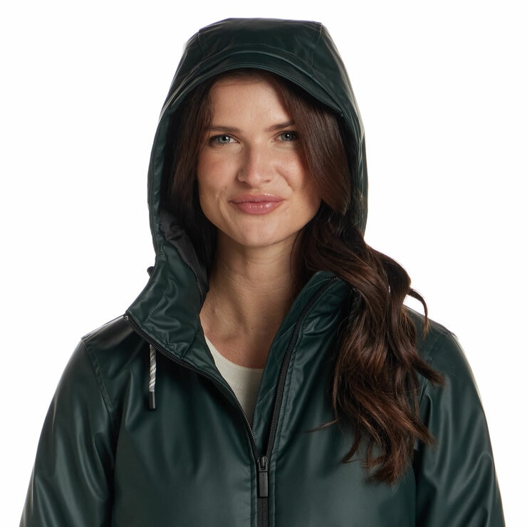 Weatherproof Ladies Long Slicker Jacket in Green, Large