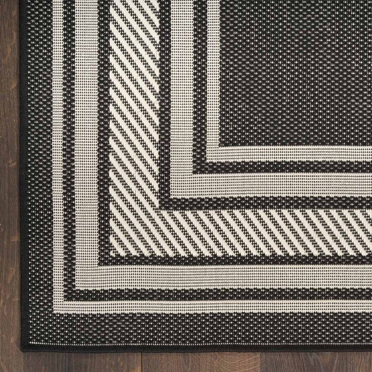 Nourison Horizon Border Black Indoor Outdoor Rug, 183 x 274 cm
