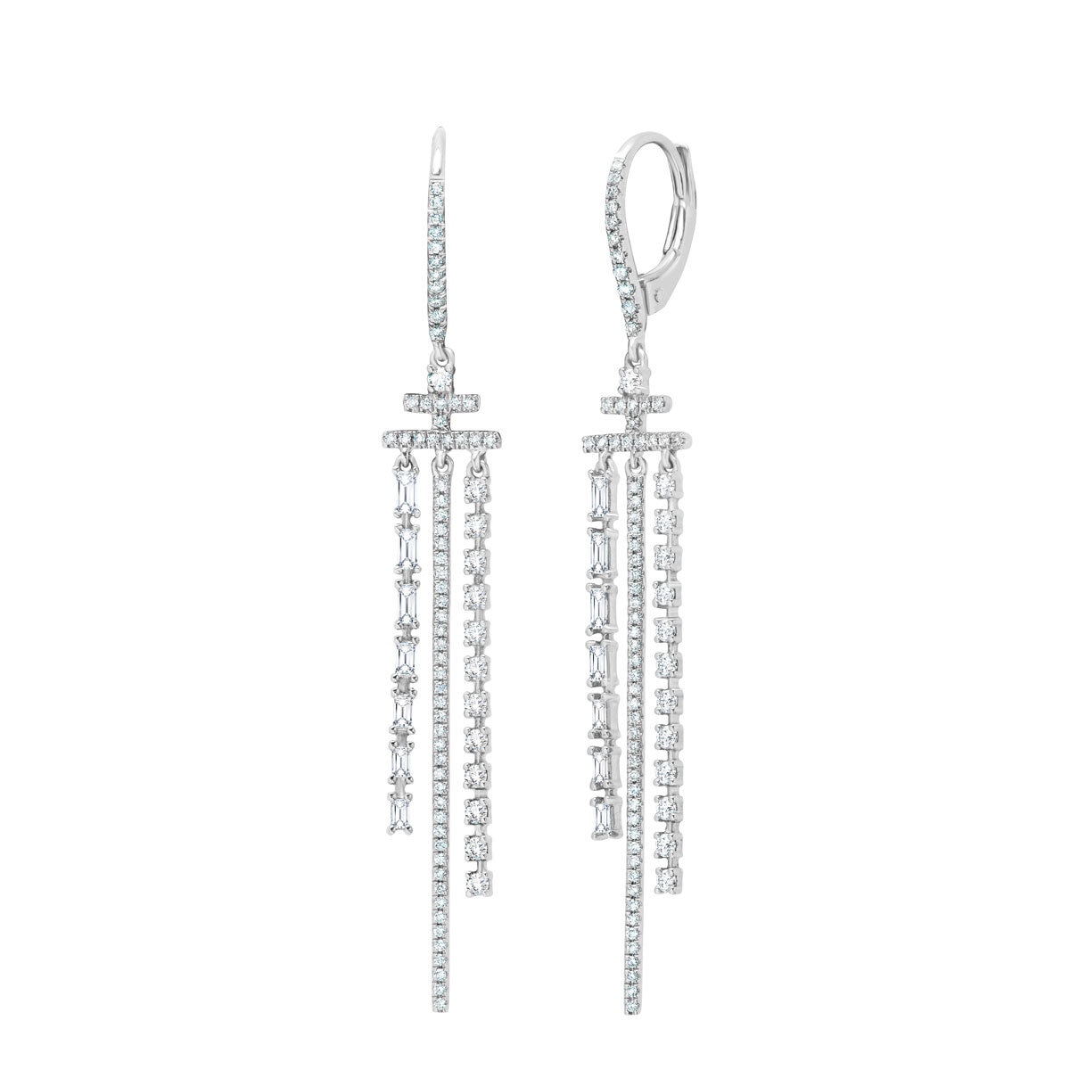 1.04ctw Diamond Dangle Earrings, 18k White Gold