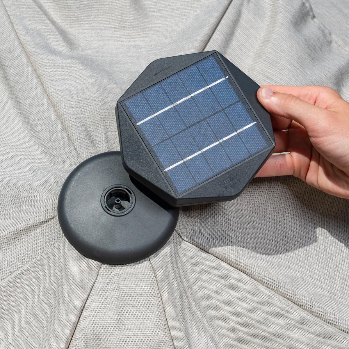 SunVilla 10ft Aluminium AutoTilt 56 LED Umbrella in Pebble Costco UK