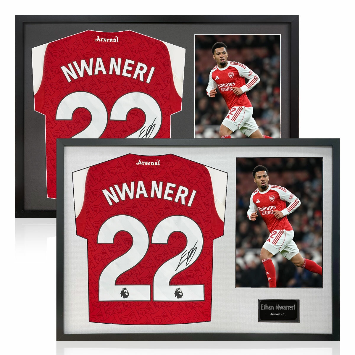Ethan Nwaneri Arsenal Signed Framed Shirt