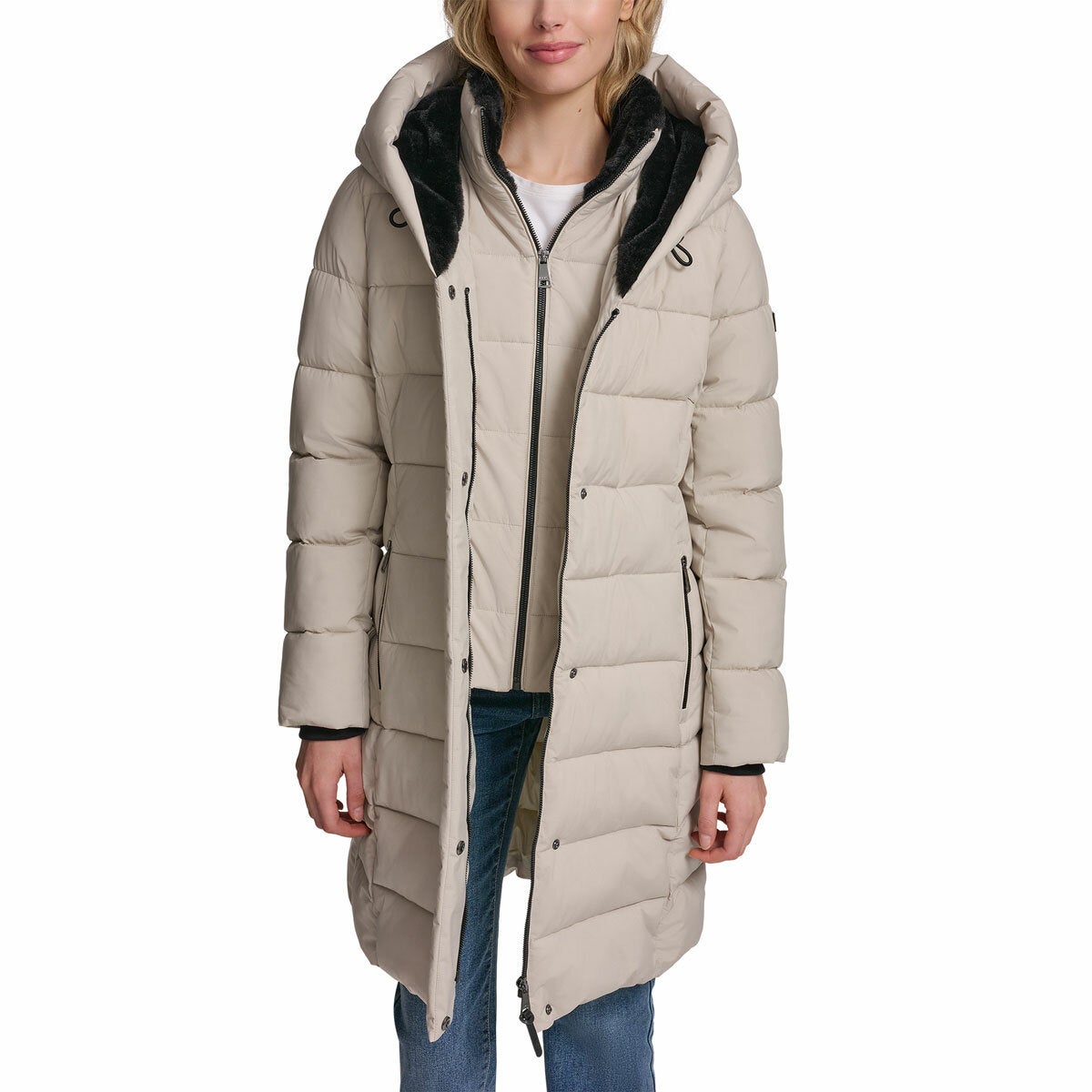 DKNY Women's Puffer Coat with Plush Hood DKNY Women's Puffer Coat with Plush Hood