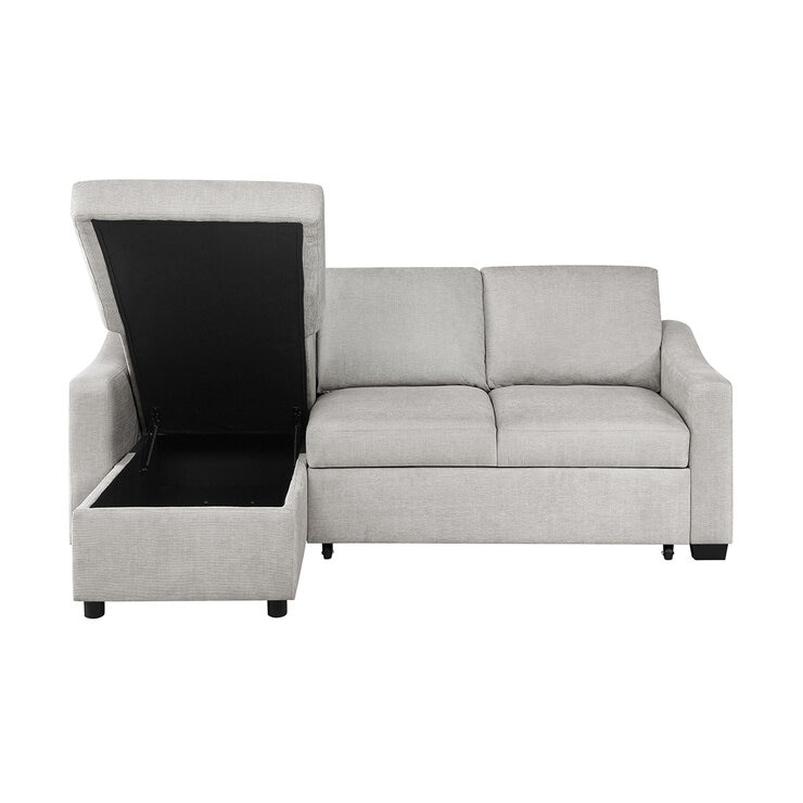 Coddle Aria Beige Fabric Convertible Sofa Bed with Chaise