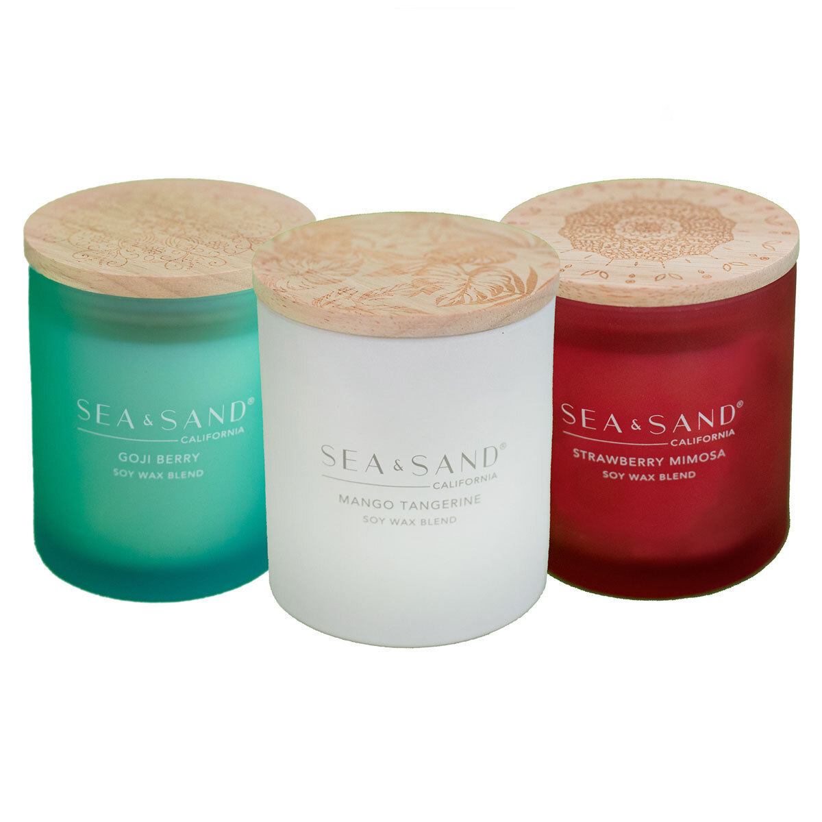 Sea & Sand Fragranced Glass Candles, 3 Pack