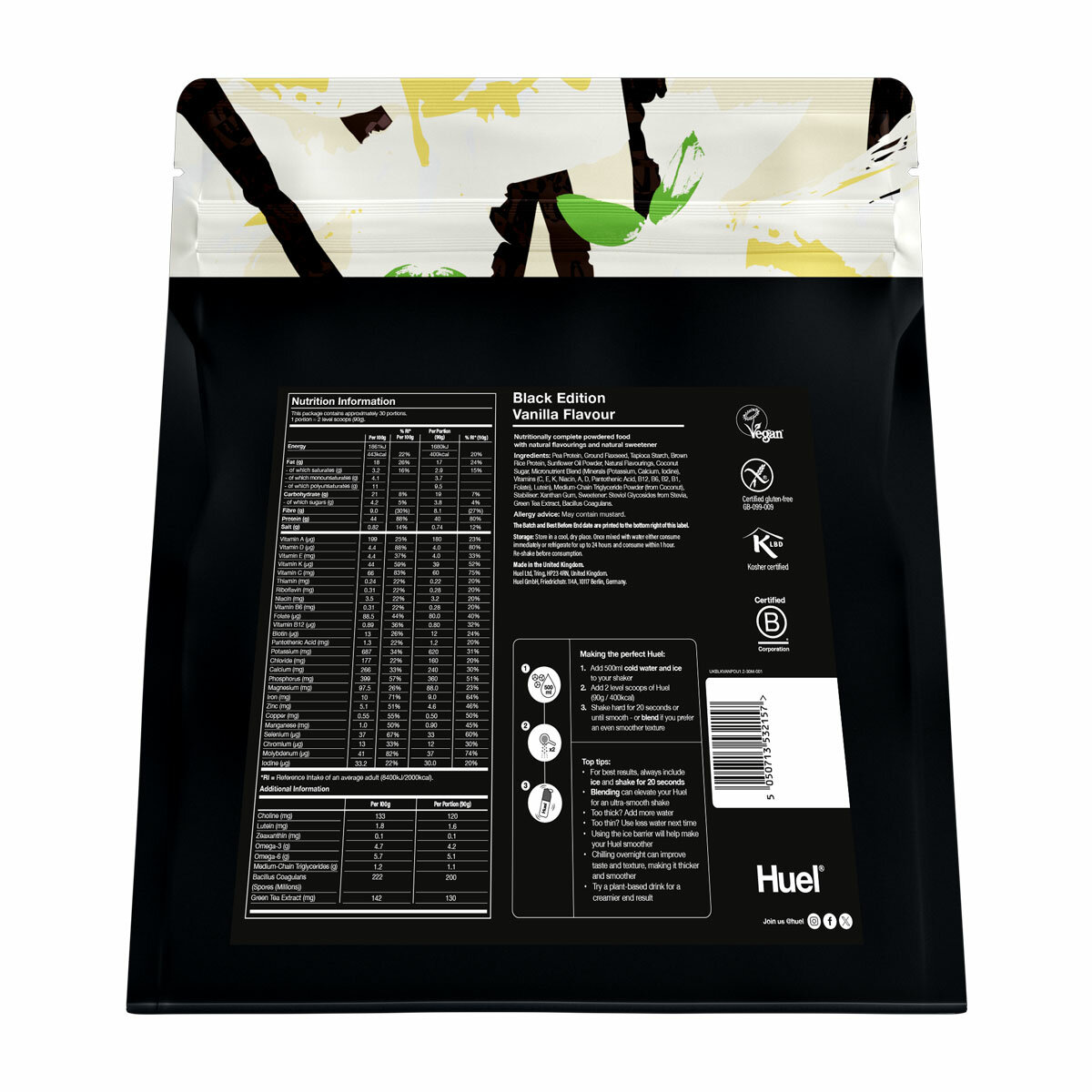 Huel Vanilla Black Edition: High Protein Nutritionally Complete Powder Meal, 2.7kg