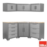 Hilka Professional 24 Gauge Steel 7 Piece Garage Corner Cabinet Set