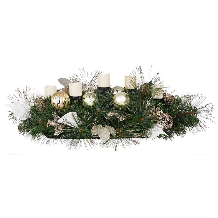 30" Centrepiece With 5 LED Tea Light Candles in Silver Costco UK