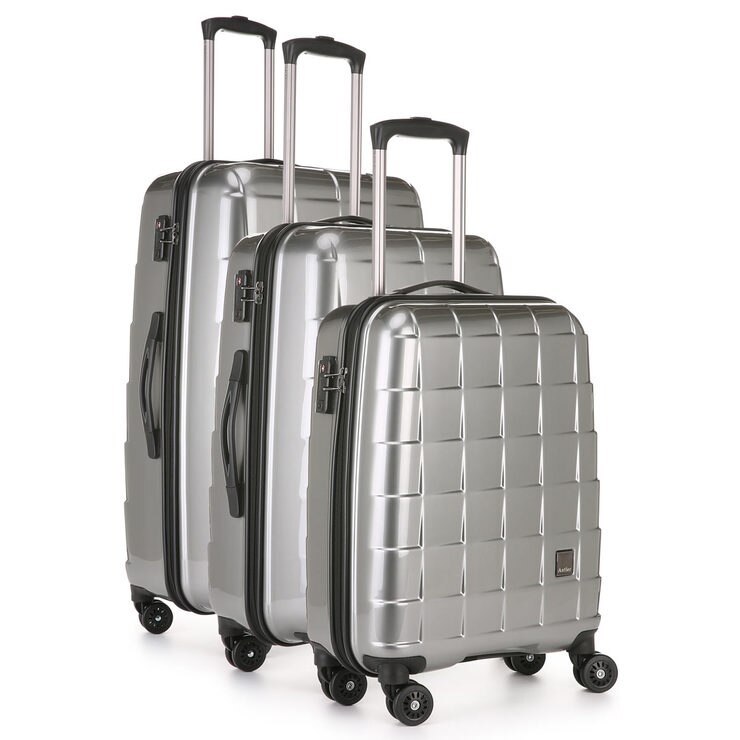 Antler Camden 3 Piece Hardside Suitcase Set, Silver Costco UK
