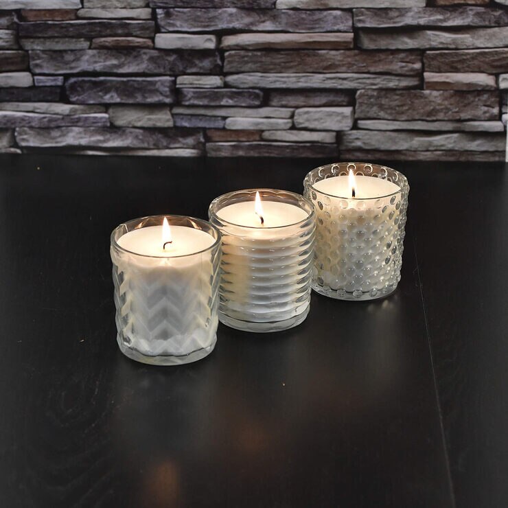 Torc Fragranced Textured Clear Glass Candles, 3 Pack Costco UK