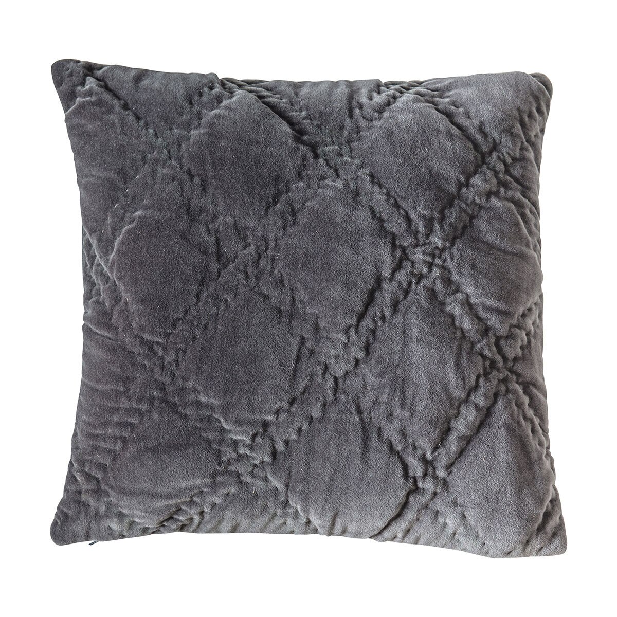 Galley Quilted Velvet Cushion in Charcoal Costco UK