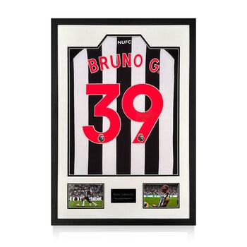 Bruno Guimarães NUFC 23/24 Signed Framed Shirt, including 2 Photos