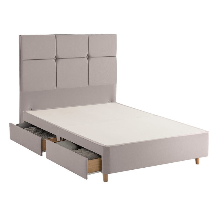 Silentnight 4 Drawer Divan Base with Harper Headboard in in Dove