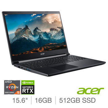 Acer Aspire 7, AMD Ryzen 5, 16GB RAM, 512GB SSD, NVIDIA GeForce RTX 3050 Ti, 15.6 Inch Gaming Laptop, , NH.QDLEK.002
