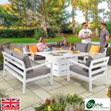 Stone Garden 4 Piece Deep Seating Corner Fire Patio Set in White