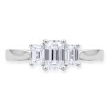 1.00ctw Emerald Cut Diamond 3 Stone Ring, 18ct White Gold