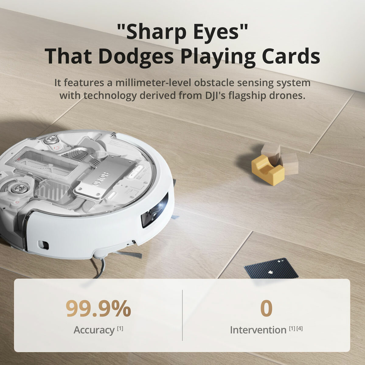 Lifestyle image of DJI ROMO A Robot Vacuum in a living room